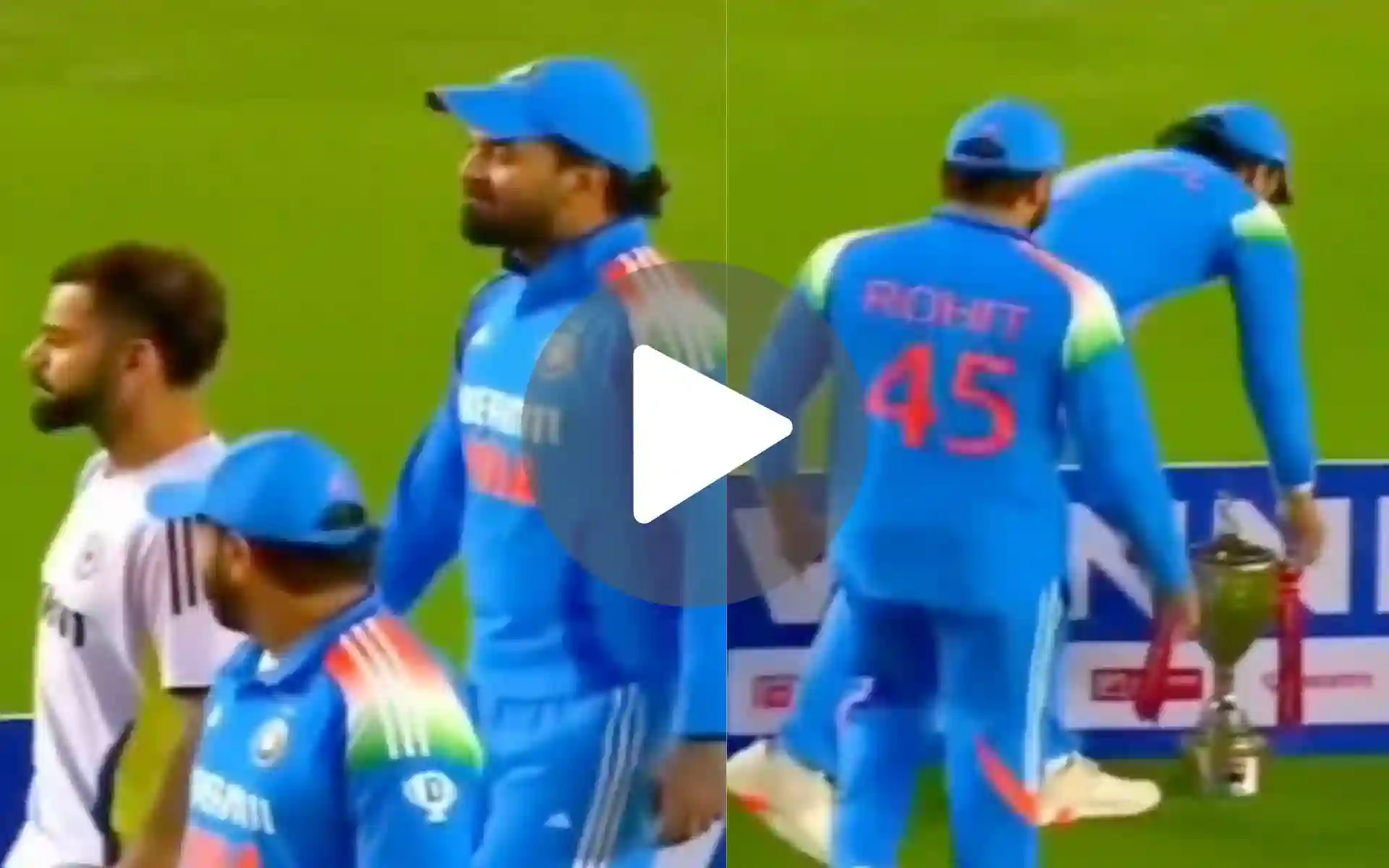 [Watch] Rohit, Kohli Forget Trophy After England Series Win; KL Rahul Collects It